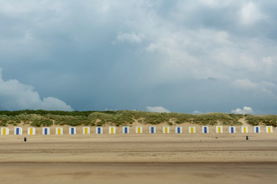 Colourful beach huts on Wells-next-the-Sea beach, Norfolk